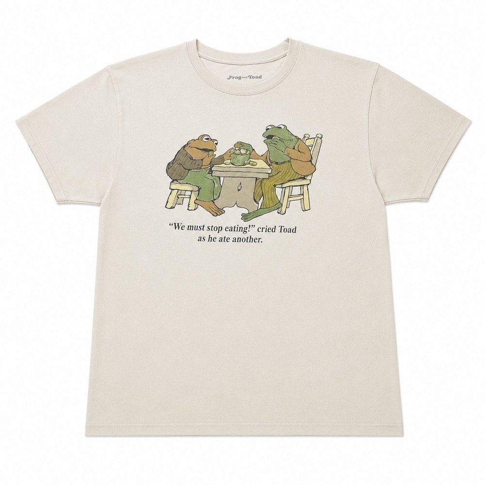 Frog and Toad We Must Stop Eating Graphic T-Shirt Cream Mens Large Arnold Lobel